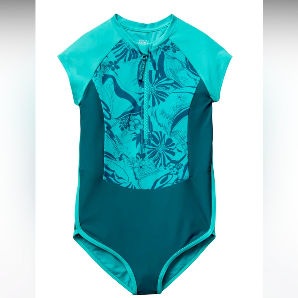 NWT Athleta Girl Short Sleeve One Piece Swim Suit